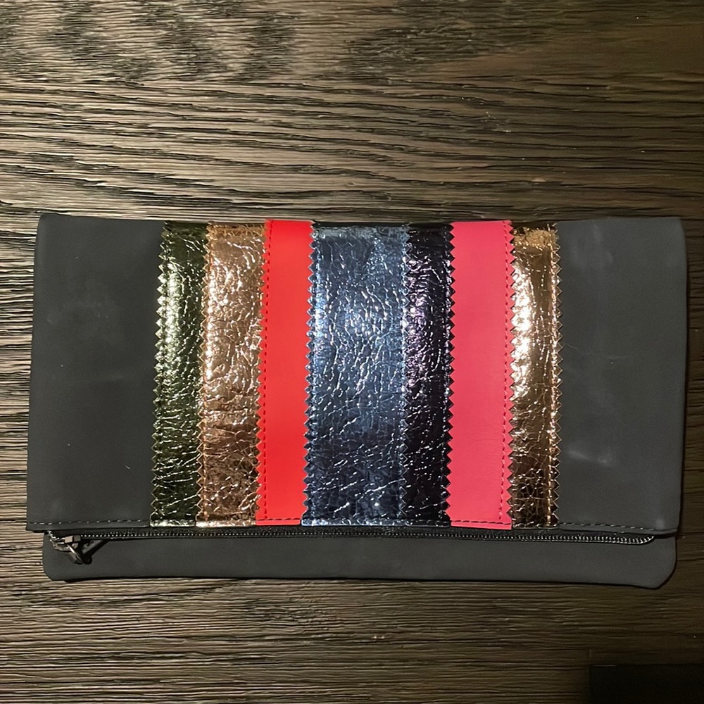STELLA & DOT Metallic Navy Clutch